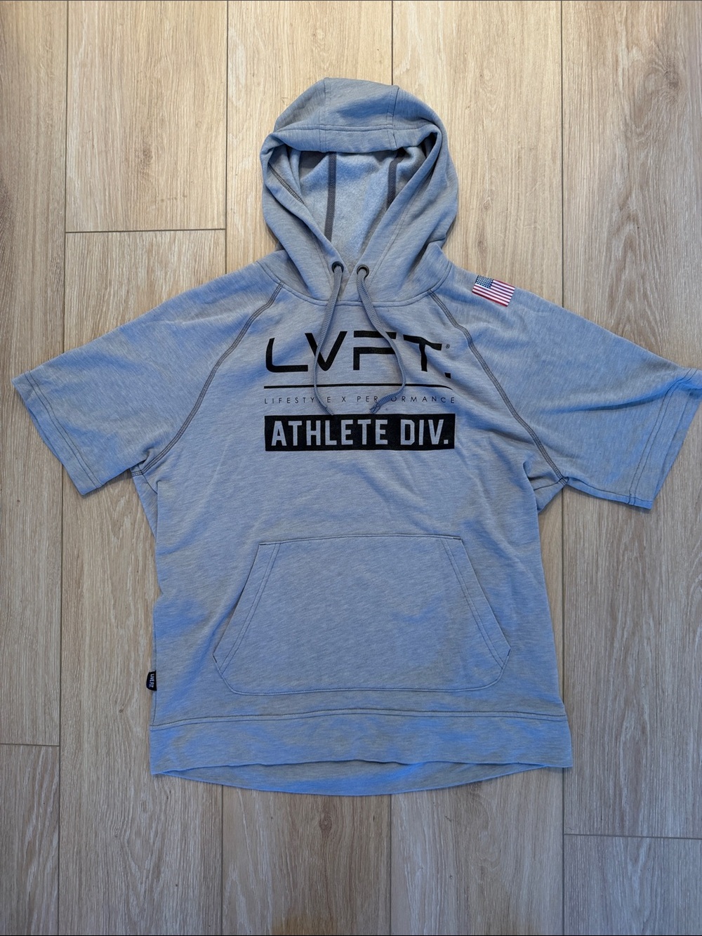 LVFT. Men's Gray Athlete Div. Short-Sleeve Hoodie